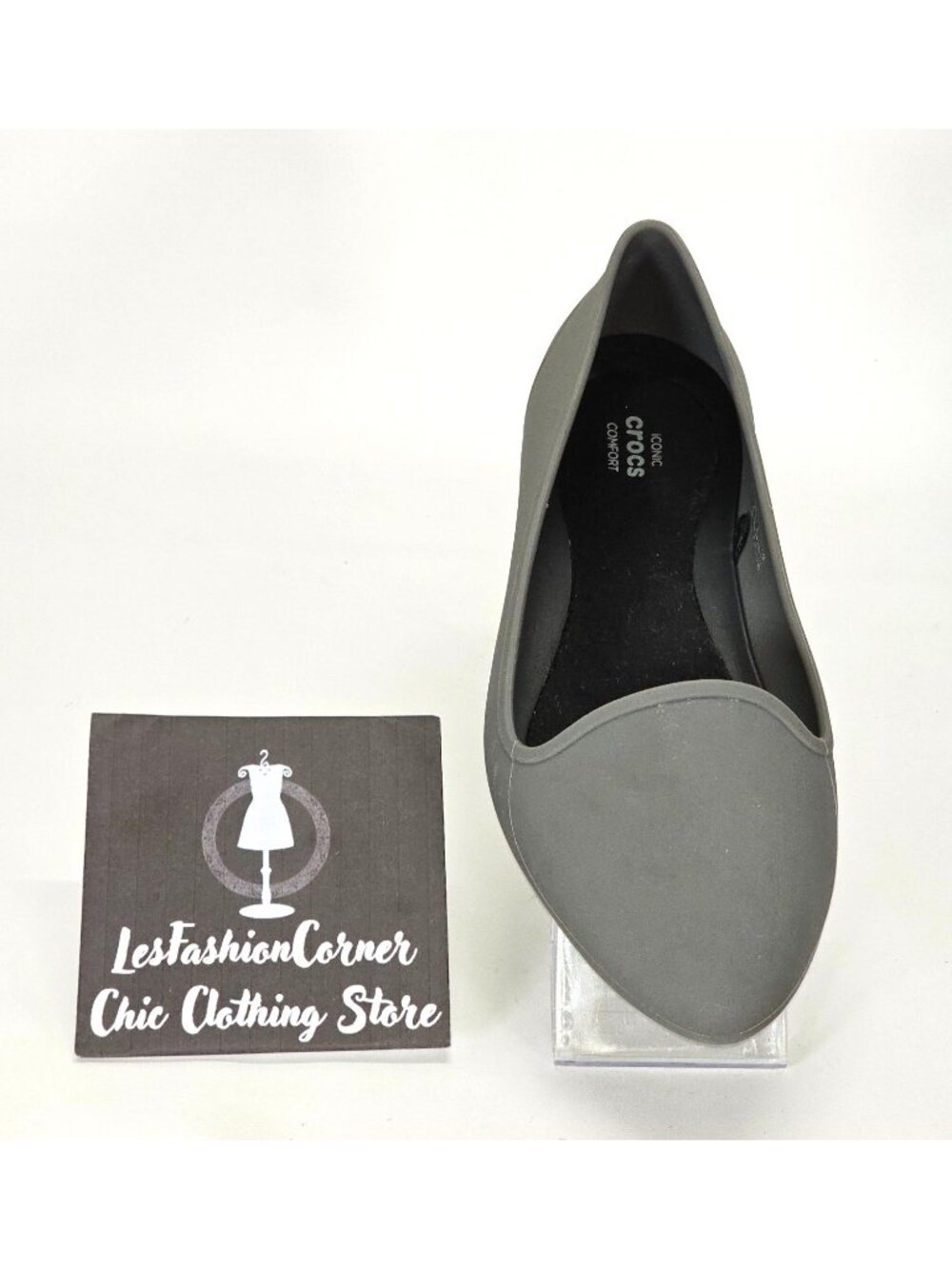 Crocs Women's Grey Eve Slip on Iconic Pointed Comfort Ballet Flats Size 9 2050 - Picture 12 of 15
